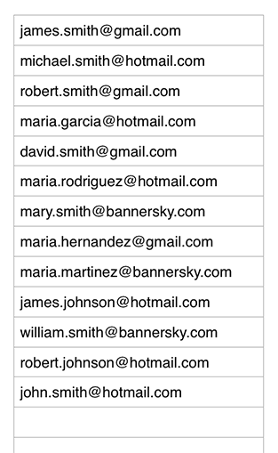 Email List Example - BannerSky